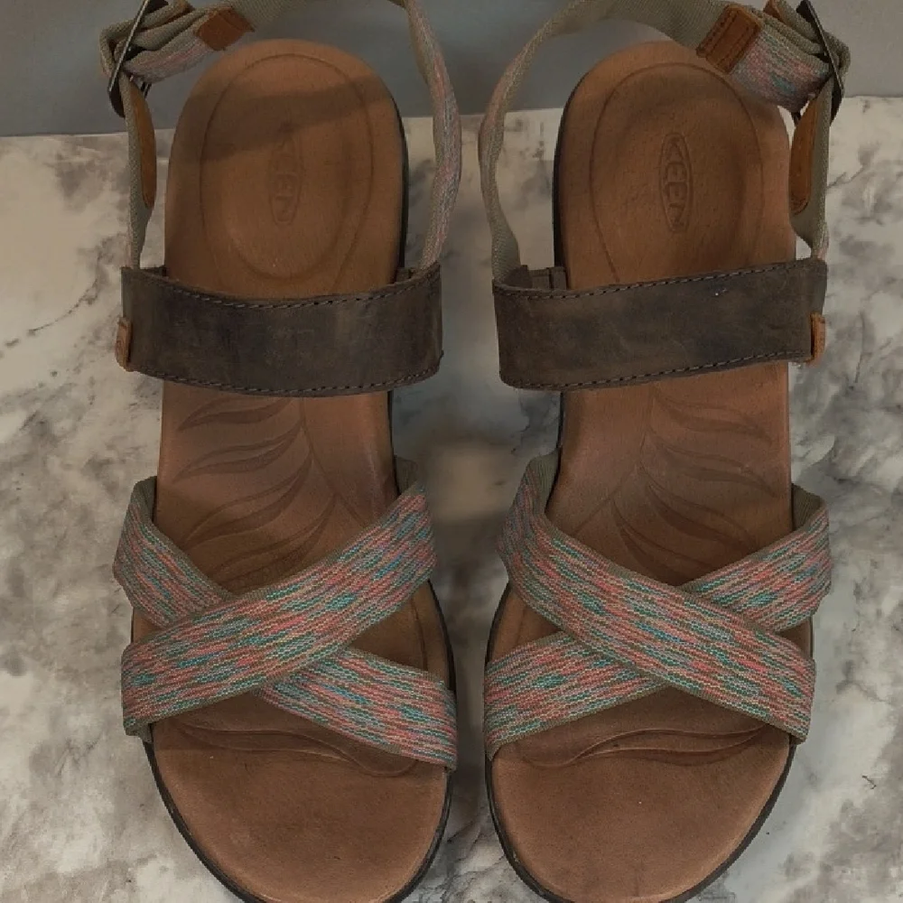 Keen Skyline Brindle Wedge Sandals Womens Size 10 Brown Adjustable
